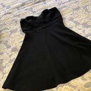 Black strapless mini dress